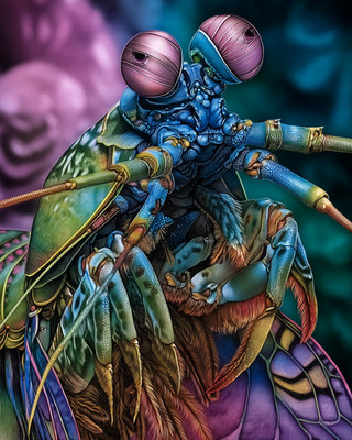 8x10 Mantis Shrimp front-facing macro portrait - underwater - bokeh - 787716943