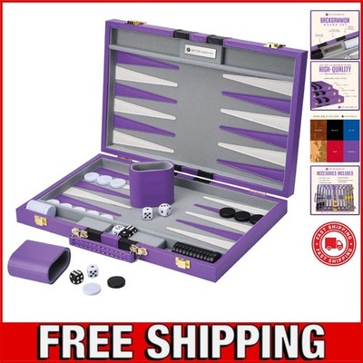Deluxe Backgammon Set - Medium 15-Inch Case with Comprehensive Strategy Guide