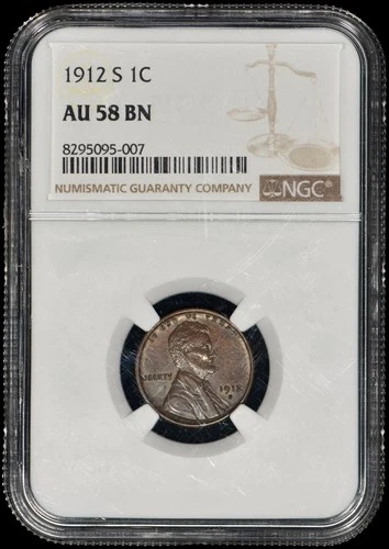 1912-S Lincoln One Cent 1c Penny NGC AU58 BN