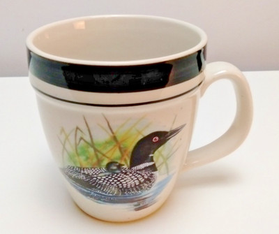 Folkcraft Loon Coffee Mug Scotty Z Stoneware Common Loon Lake Cup
