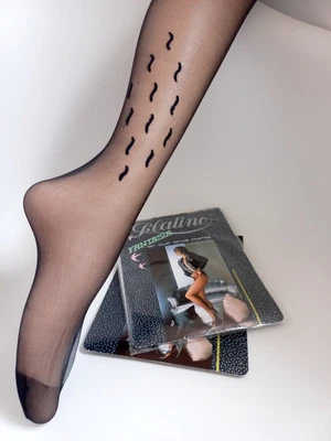 2 x PLATINO 15D BLACK PANTY TIGHS WITH LOW WAVE FANTASY size M - Image 1 of 4