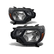 Headlight Assembly Pair for 2012-2015 Toyota Tacoma Black Housing Amber Refle...