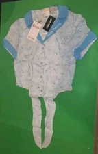 Sailor Moon Mercury Cap-Sleeve Front Tie Crop Top Hot Topic Woven XS Tags New