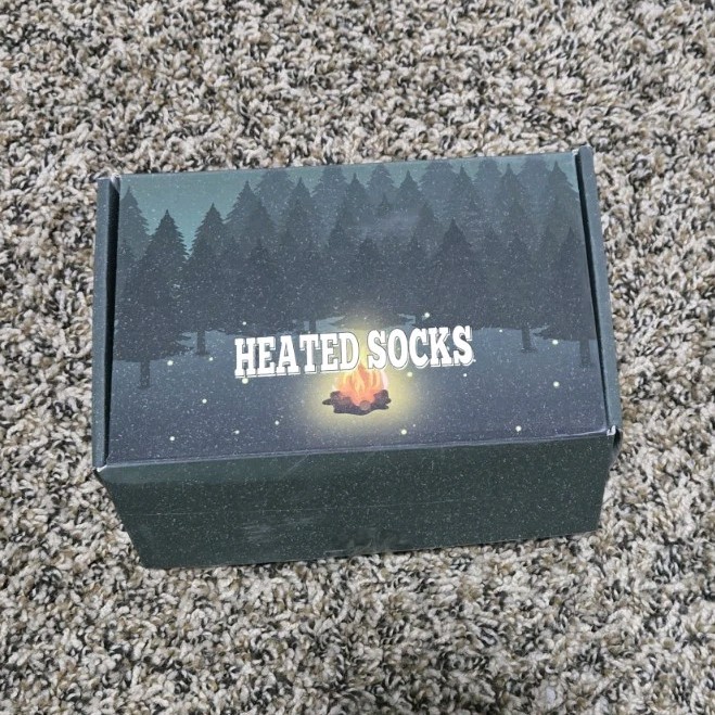 Heated Crew Socks Size L Black Gray White Winter Ski Sports Striped Unisex