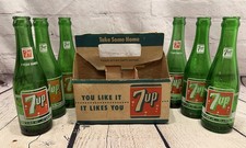 Paquete de 6 botellas vintage 7up 7 oz con botellas de cartón