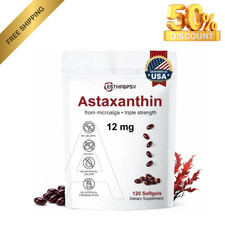 Astaxanthin 12mg 120 Softgels, 4 Month Supply,Triple Strength,Non-GMO,Eye Health