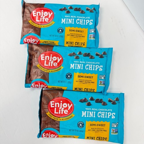 3pz Mini Chips di Cioccolato Semi-Dolce, Senza Allergeni, Scuola Approvate Goditi la Vita