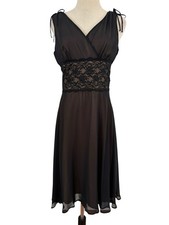 Y2K Babydoll Dress sz 8P Slip Black Lace Trim Waist Sheer Fairy Dark Romantic