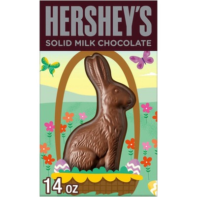 HERSHEY'S Solid Milk Chocolate Bunny, Easter 14 Oz. (Pack of 1), brown EXP 3/27