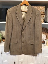 OSCAR DE LA RENTA Mens Brown Tan Houndstooth Sport Coat Suit Jacket Blazer 42 L