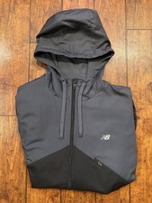 New Balance Mesh Lined Hooded Gray Colorblock Windbreaker Men's size medium