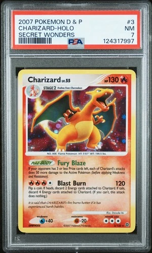 PSA 7 Charizard Holo #3 2007 Pokemon Diamond & Pearl Secret Wonders 124317997