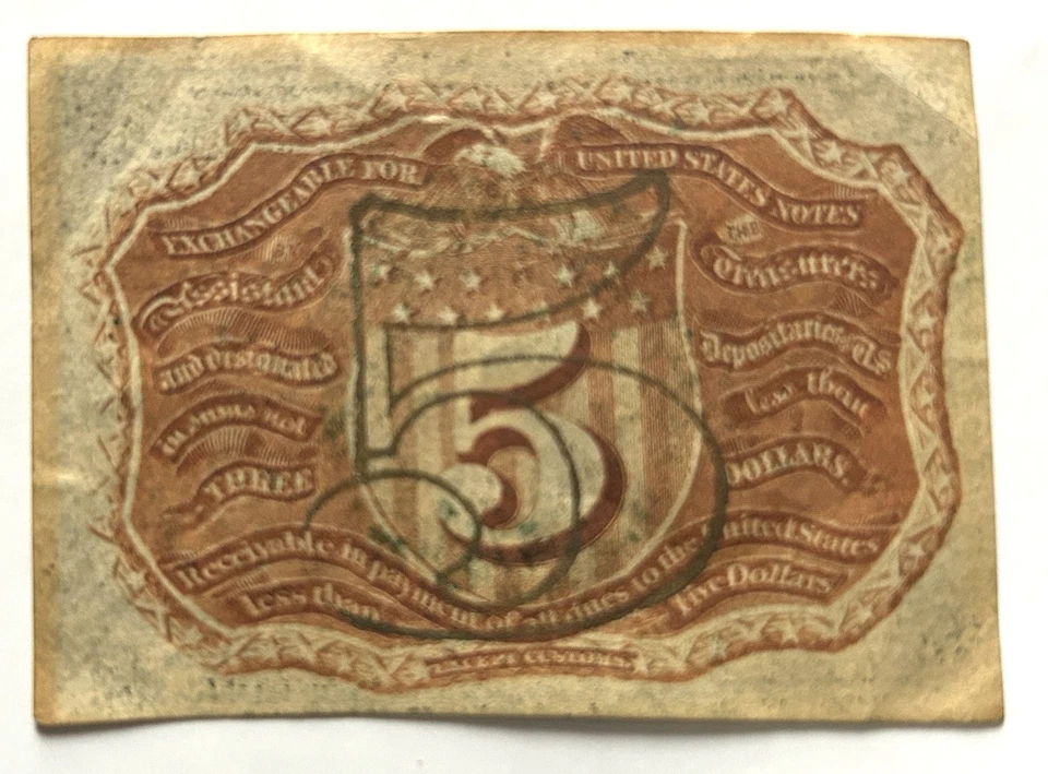 Second Issue 5 Cent Fractional note March 3rd 1863 very nice. - Image 2 of 3