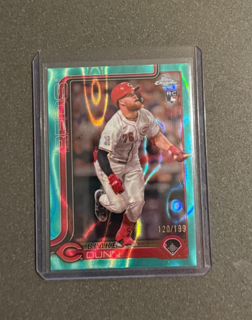 2025 Topps Chrome Blake Dunn #161 RC AQUA LAVA REFRACTOR #'d 120/199 Reds