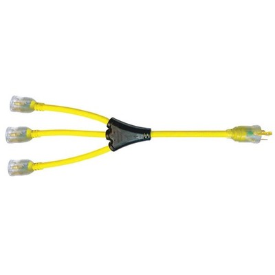 Voltec 04-00315 Generator Adapter Cord 2ft 10/3 STW L5-30P to (3) 5-20R