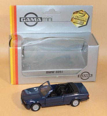 GAMA Mini BMW E30 325i Cabrio blau 1:43 unbespielt in OVP Rarität