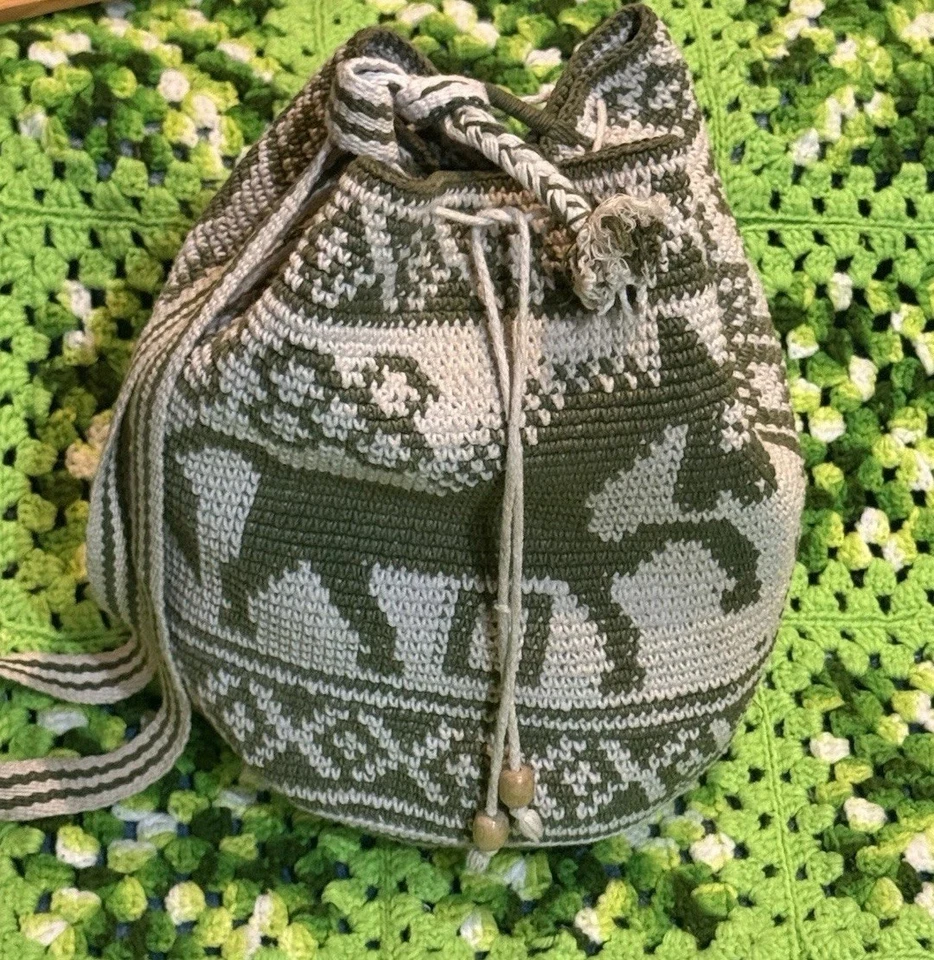 Wayuu Mochila Crochet Tribal Handmade Hacky Sak Tassel Boho Crossbody Hobo Bag - Image 3 of 4