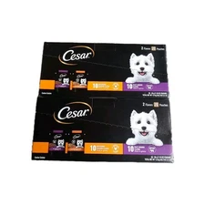 Cesar Wet Dog Food Pouches Cuisine Filet Mignon Chicken 3 Flavor 40 Pouches 7/26