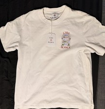 Casablanca Tennis Club T-Shirt Herren Kurzarm Weiß Größe L