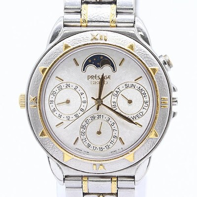 [A4R] Seiko Presage Moon Phase 7F39-6070 Vintage JDM White Quartz Watch