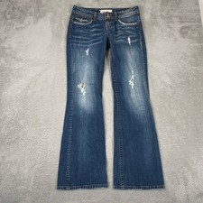 Vigoss Bootcut Jeans Womens 3 Blue Distressed Embroidered Y2K Low Rise Denim