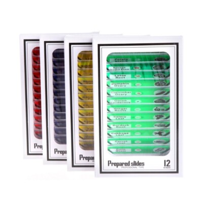 48 Pcs Prepared Microscope Slides Animals Plants Flowers Sample