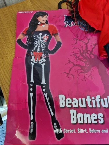 Smiffys Skeleton Beautiful Bones Costume Halloween. Size M 12 14 & Wig.#Q - Picture 2 of 13