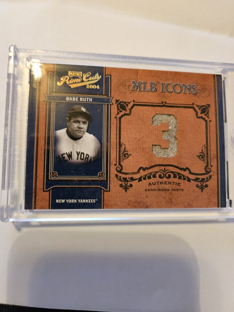 BABE RUTH RARE 2004 ABSOLUTE MEMORABILIA MLB ICONS GAME USED JERSEY CARD 34/50
