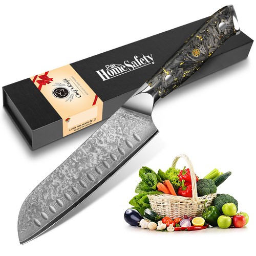 Damascus Steel Santoku Knife 7 Inch Professional VG-10 Cooking Knife Gift Box - Picture 18 of 18