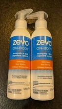 Zevo On-Body Mosquito & Tick Repellent Lotion Lot Of 2 Odorless 5.8 Oz Each Pump