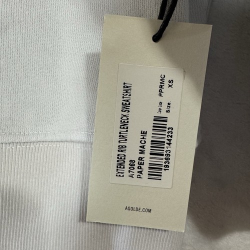 NEW AGOLDE Turtleneck Sweater Sweatshirt Size XS Ribbed Paper Mache White Classy - Picture 7 of 15