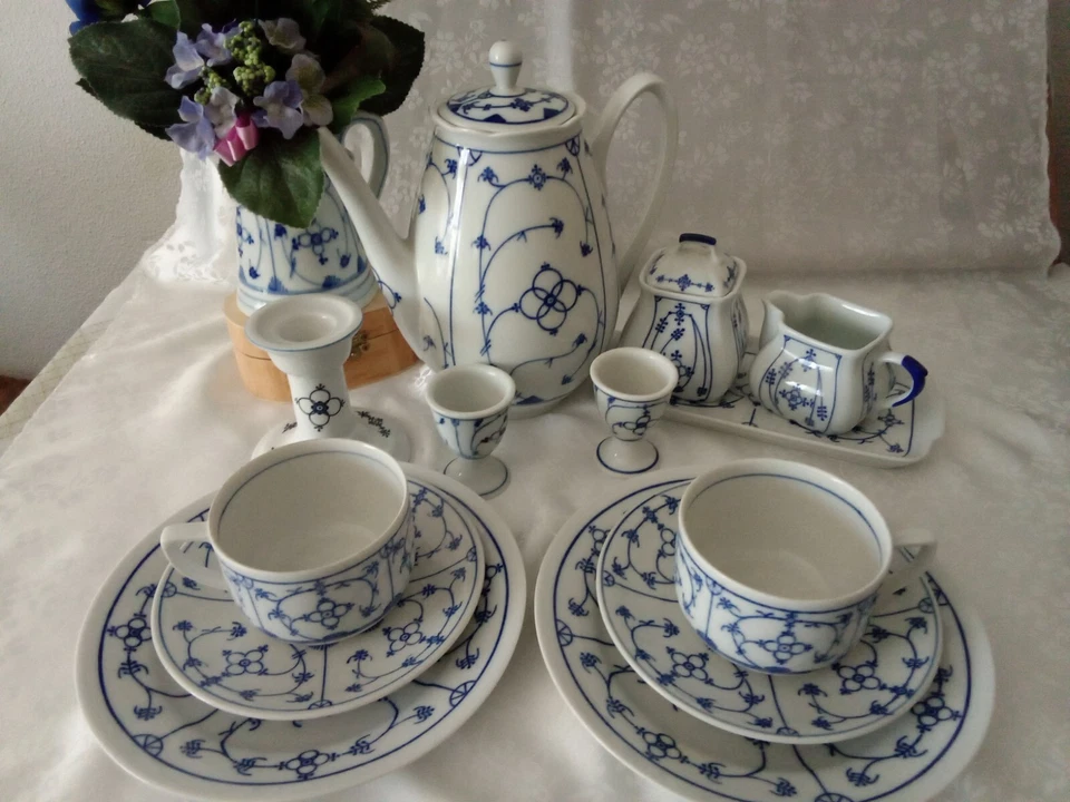 indisch blau porcelan 13tlg