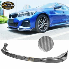 Fits 19-22 BMW 3 Series G20 M Sport M340i Front Bumper Lip Carbon Fiber Print PP