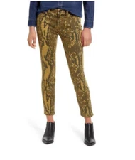 Current Elliott Stiletto Snake Print Jeans Burmese Python Green Sz 28 NWT