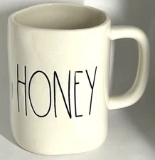 Rae Dunn Coffee Mug Engraved Honey Text Design on Ceramic Large Cup 18 oz