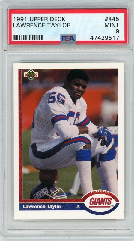 Lawrence Taylor 1991 Upper Deck #445. PSA Graded Mint 9