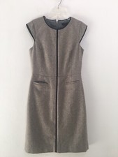 J Crew Donegal Wool Blend Dress Size 4 Cap Sleeve Piped Trim-Career Office