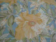 1 of 3 POTTERY BARN Euro Pillow SHAM Cover Blue Gold Floral 26" Organic Cotton