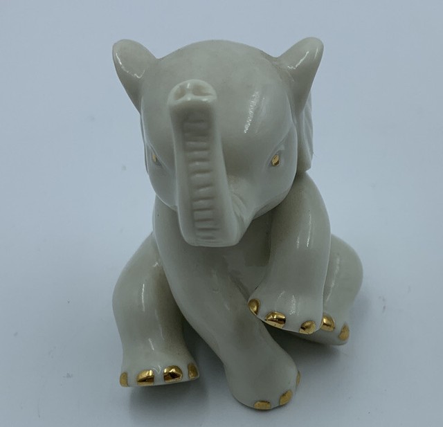 Lenox Elephant Figurine, Real Gold Trim, Fine Porcelain, 3", Adorable