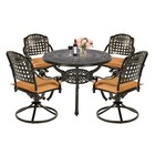 5PCS Outdoor Patio Dining Set Cast Aluminum Furniture W/ 4 Swivel Chair 1 Table
