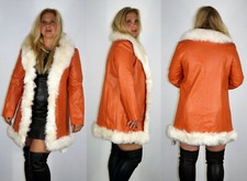 Brand New Charlotte Simon Clementine Faux Leather Jacket White Fur Trim