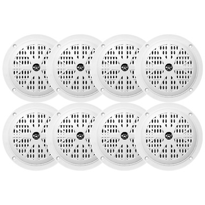 New Package - 8x Pyle 4inch Waterproof Stereo White Marine Speakers - PLMR41W