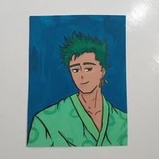 6x8 Inch Gouache Painting On Watercolor Paper Modern Anime Art Title Zoro A1