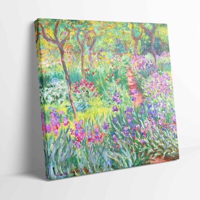 Claude Monet Die Iris Garten aufgespanntes Leinwandbild Wanddeko Kunst weitere Größen