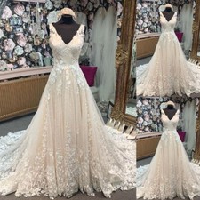 Bohemian Light Champagne Wedding Dresses A Line Sleeveless Lace Bridal Gowns