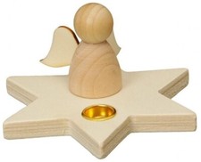 Kerzenhalter Stern mit Engelchen Holzengel Basteln Geschenkidee Tischdeko