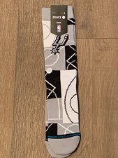 NUEVO CON ETIQUETAS Calcetines de baloncesto Stance para hombre LG 9-13 NBA San Antonio Spurs Zone negros grandes