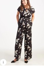 Ingrid  Isabel Adjustable Waist Maternity Jumpsuit Black Floral Size XS NWT