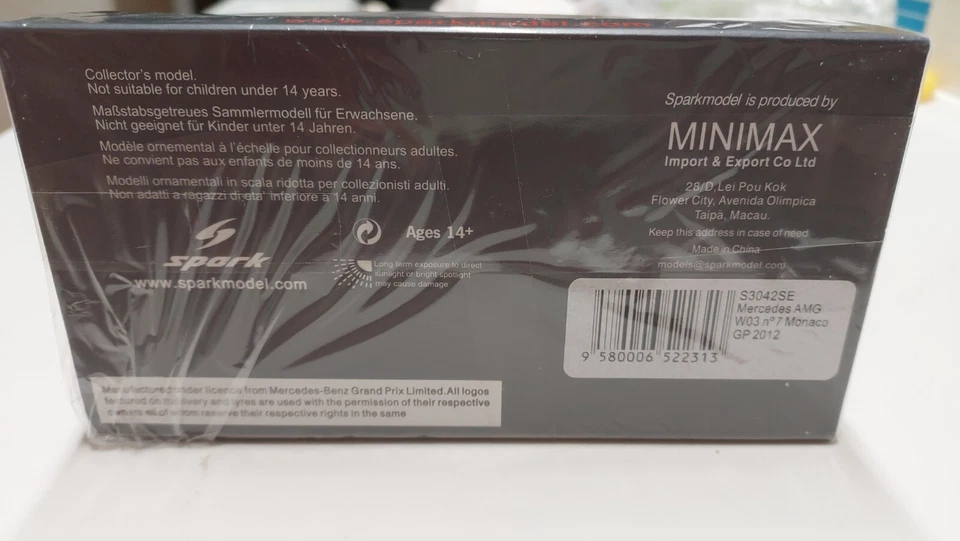 Michael Schumacher Mercedes W03, GP Monaco 2012 F1, Spark 1:43, OVP Sealed - Immagine 3 di 4