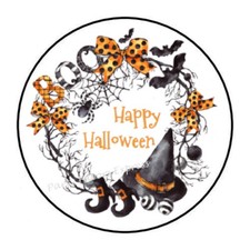 HAPPY HALLOWEEN WREATH ENVELOPE SEALS LABELS PARTY FAVORS STICKERS